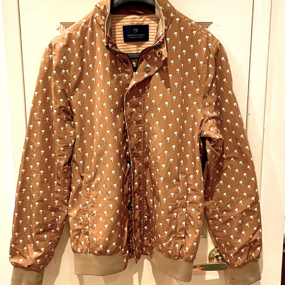 Scotch & Soda Palm Tree Print Zip and Button Front Jacket Size Medium